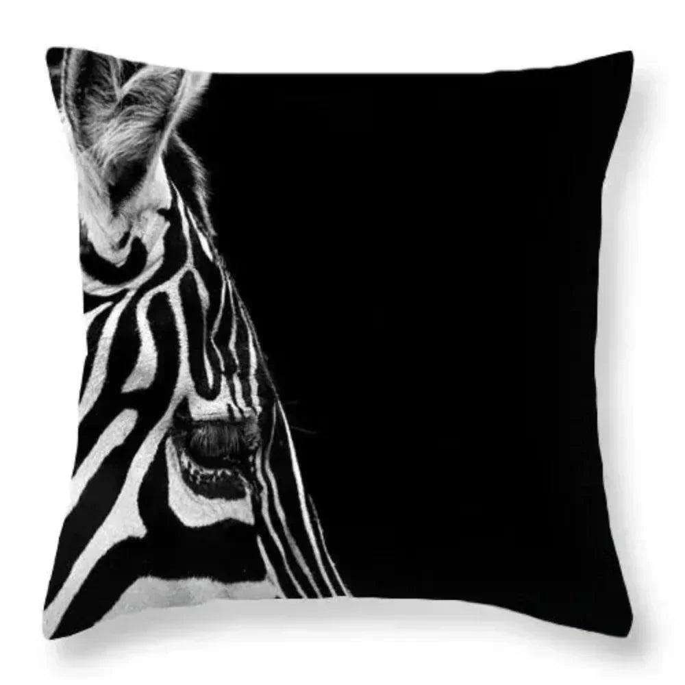 Pillowcase - Zebra Print Black White 18x18