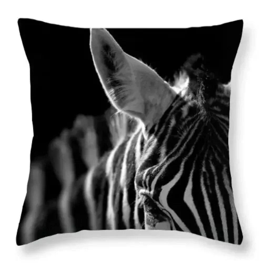 Pillowcase - Zebra Print Black White 18x18
