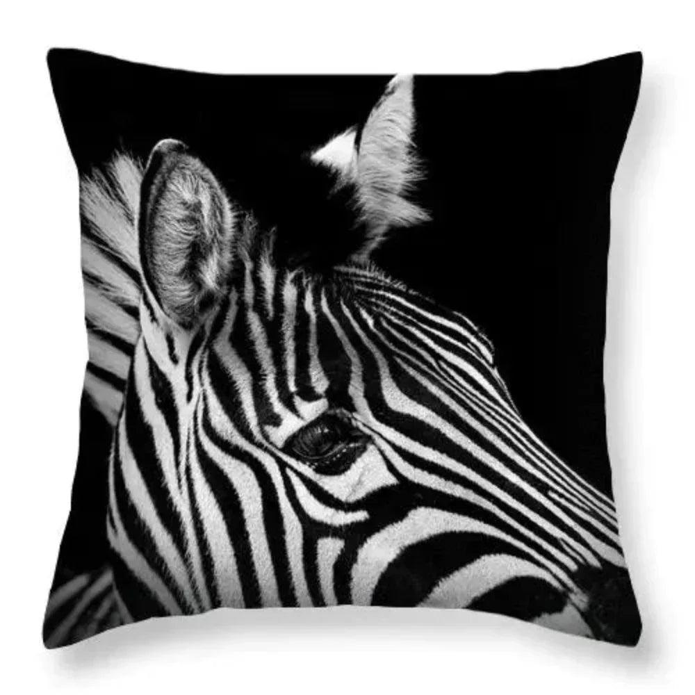 Pillowcase - Zebra Print Black White 18x18