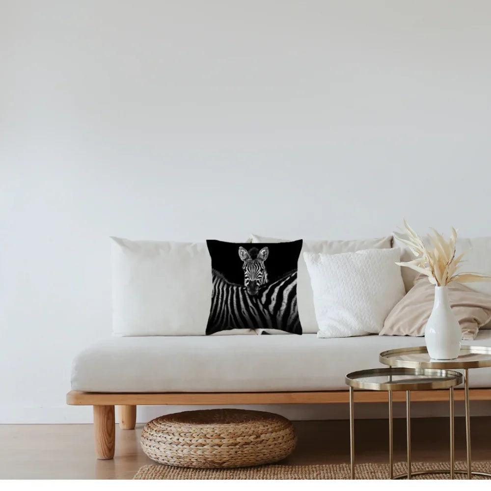 Pillowcase - Zebra Print Black White 18x18
