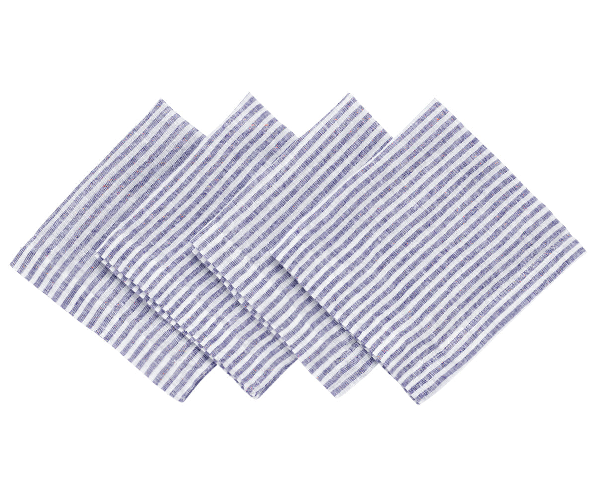 Blue Pinstripe Linen Napkins