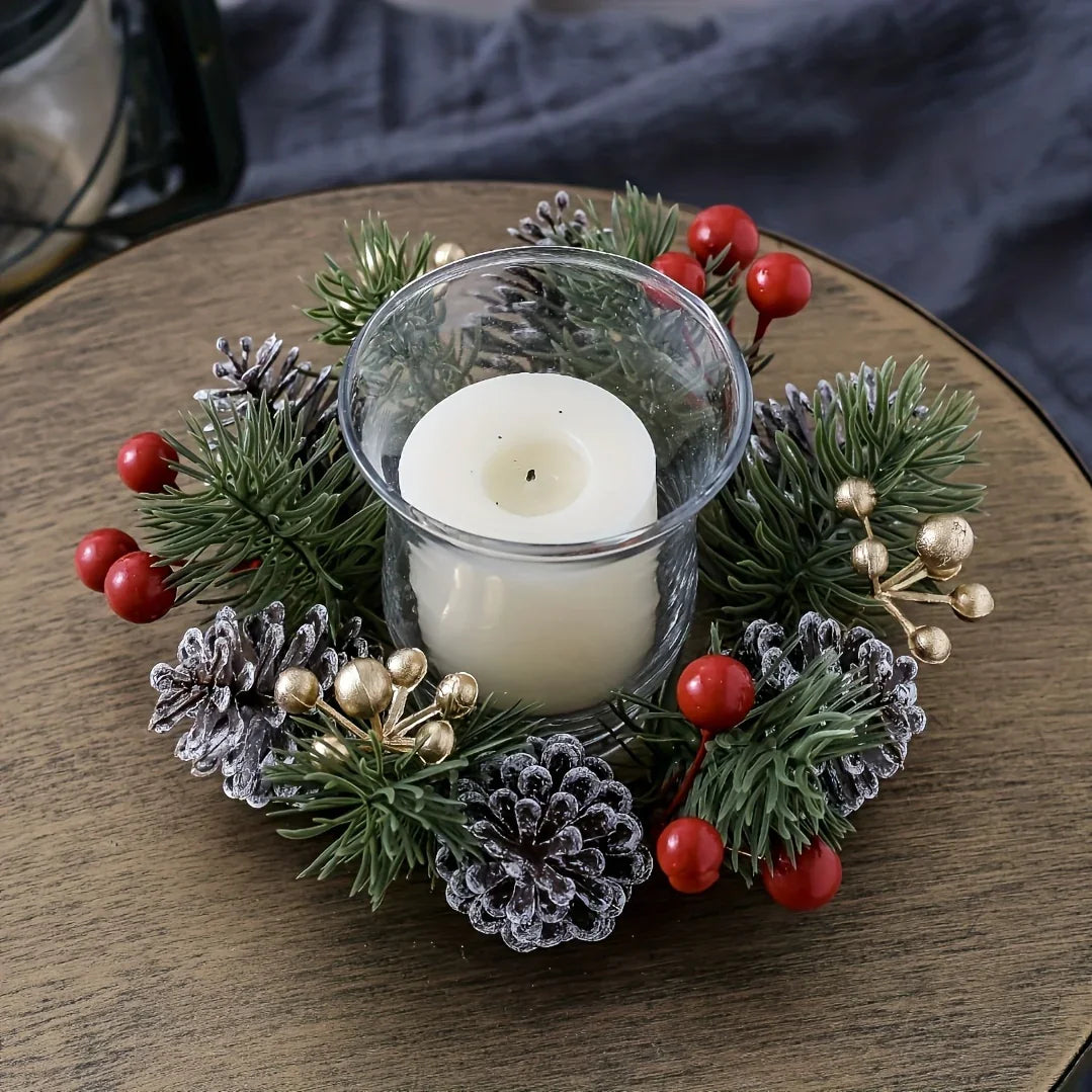 Pine Cone Christmas Wreath with Festive Holiday Design