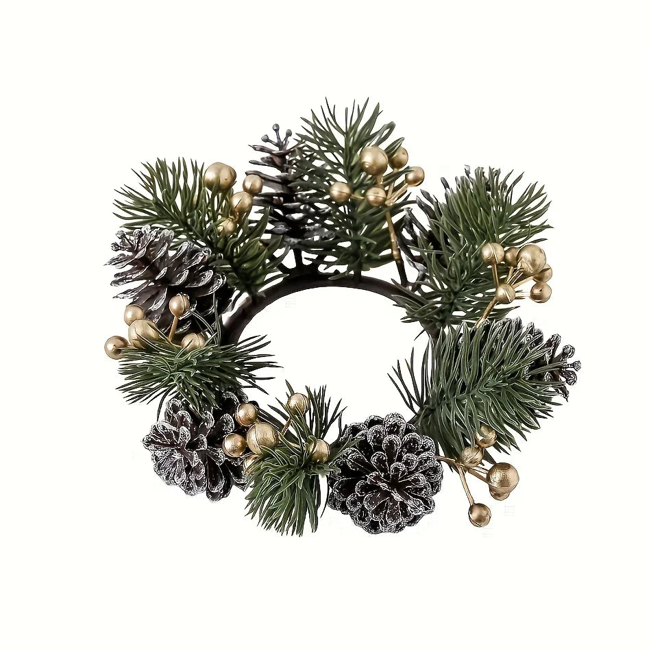 Pine Cone Christmas Wreath with Festive Holiday Design