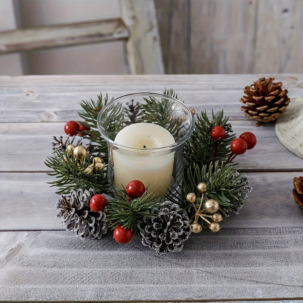 Pine Cone Christmas Wreath with Festive Holiday Design