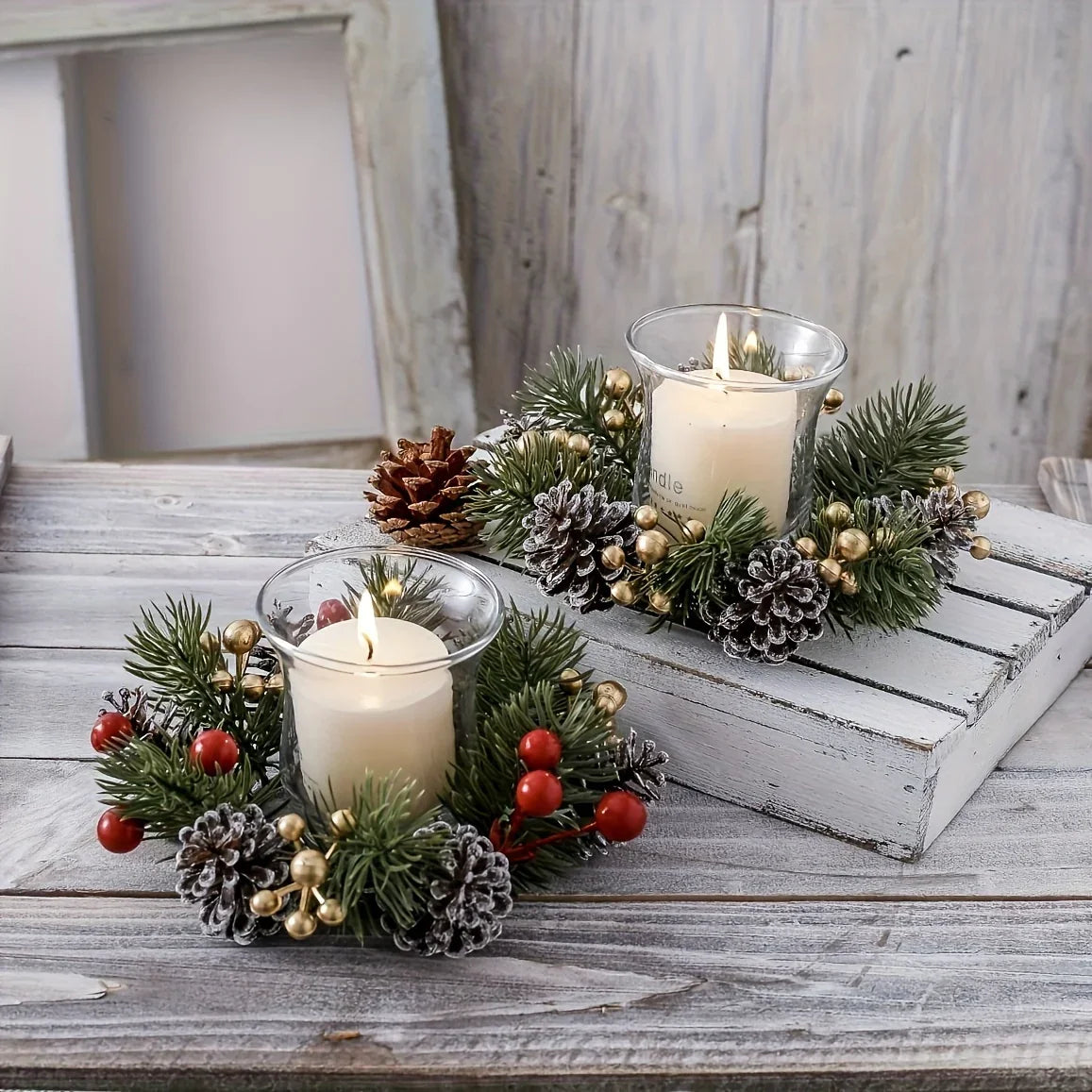 Pine Cone Christmas Wreath with Festive Holiday Design