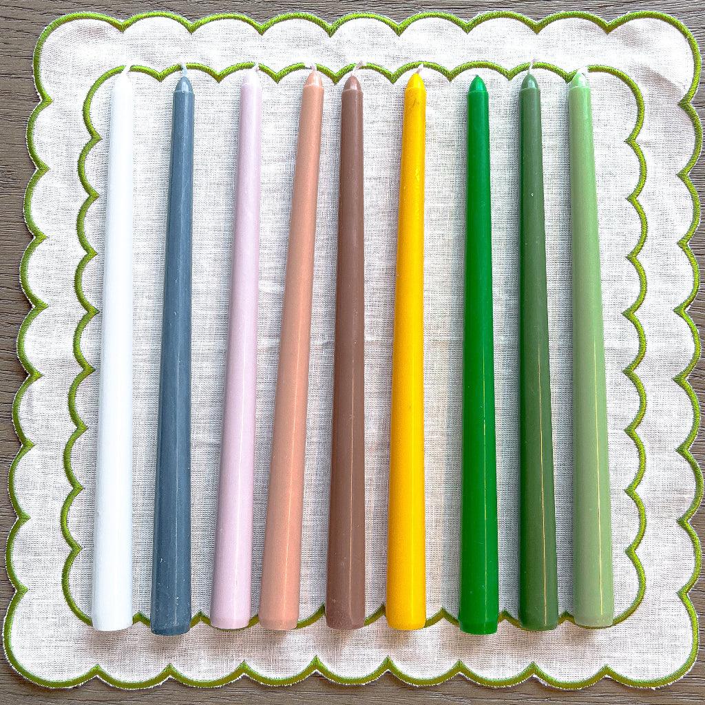 Pine Green Extra Tall Taper Candles – 24 Candles