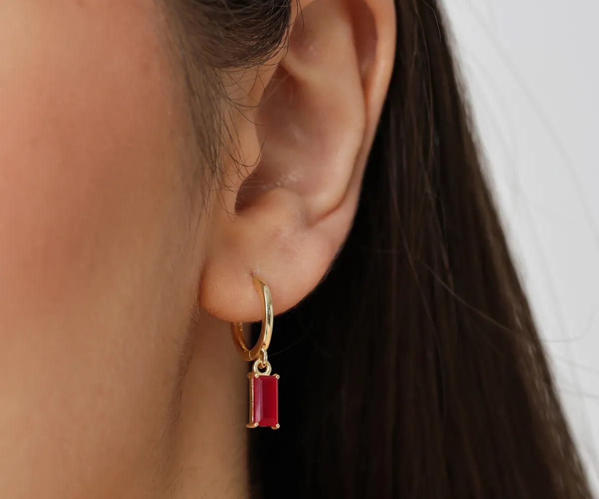 Huggie Earrings for Women - Red Mirage