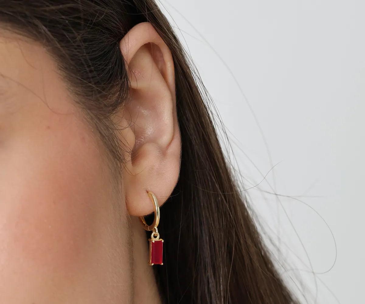 Huggie Earrings for Women - Red Mirage