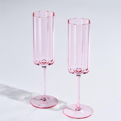 Flower Vintage Champagne Flute Glassware - Set of 2 - 7.4 oz Colorful Cocktail, Martini & Champagne Glasses, Prosecco, Mimosa Glasses Set, Cocktail Glass, Bar Glassware Luster Glasses 9