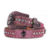 All Pink Rhinestone Skull Belt