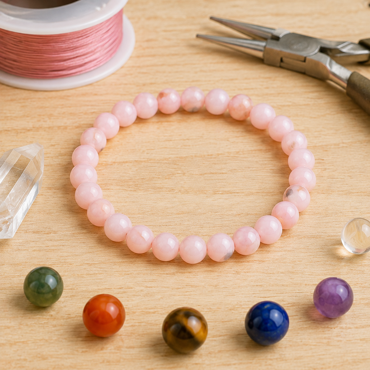 Pink Opal Bracelet (Mastering Fear and Wisdom)