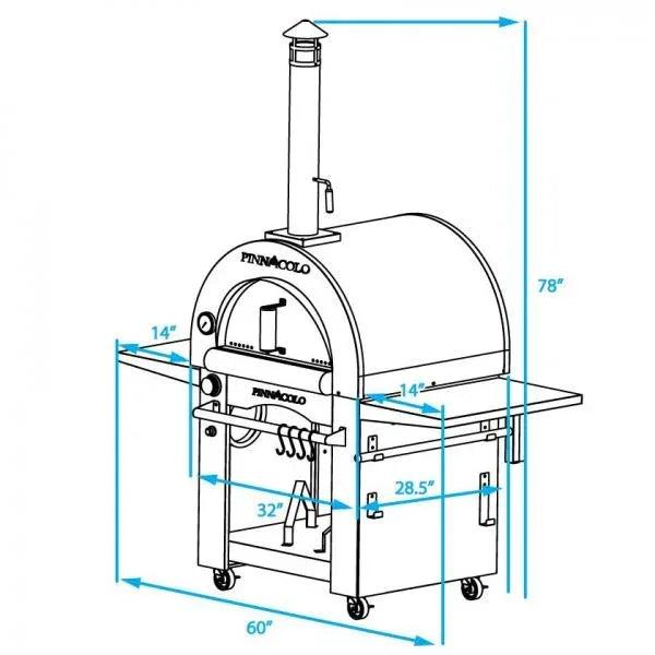 Pinnacolo - Ibrido Hybrid Gas/Wood Oven with Cart, 35,000 btu LP Burner, Includes Premium Accessory Package - PPO-1-03 - Gifts for You 'n Me