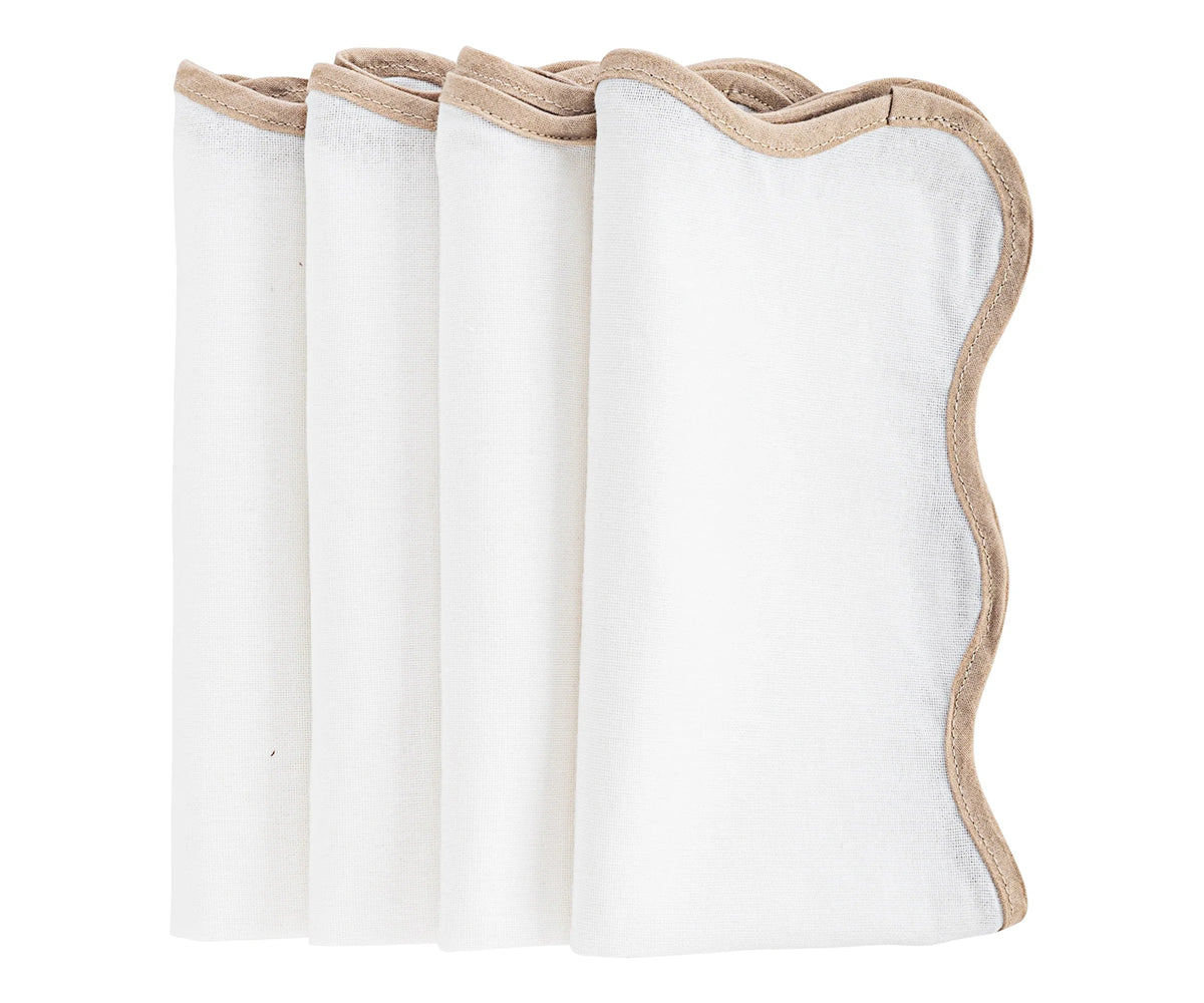 Beige Scallop Napkins - Embroidered Napkins