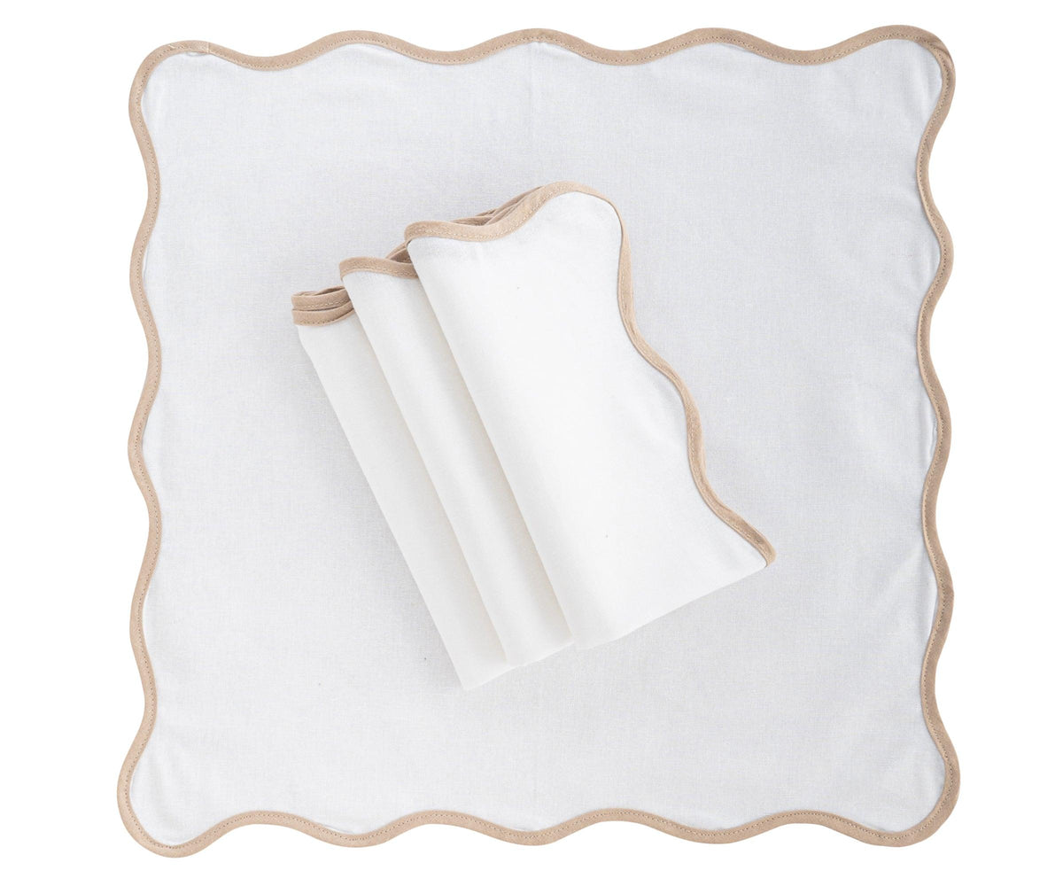 Beige Scallop Napkins - Embroidered Napkins