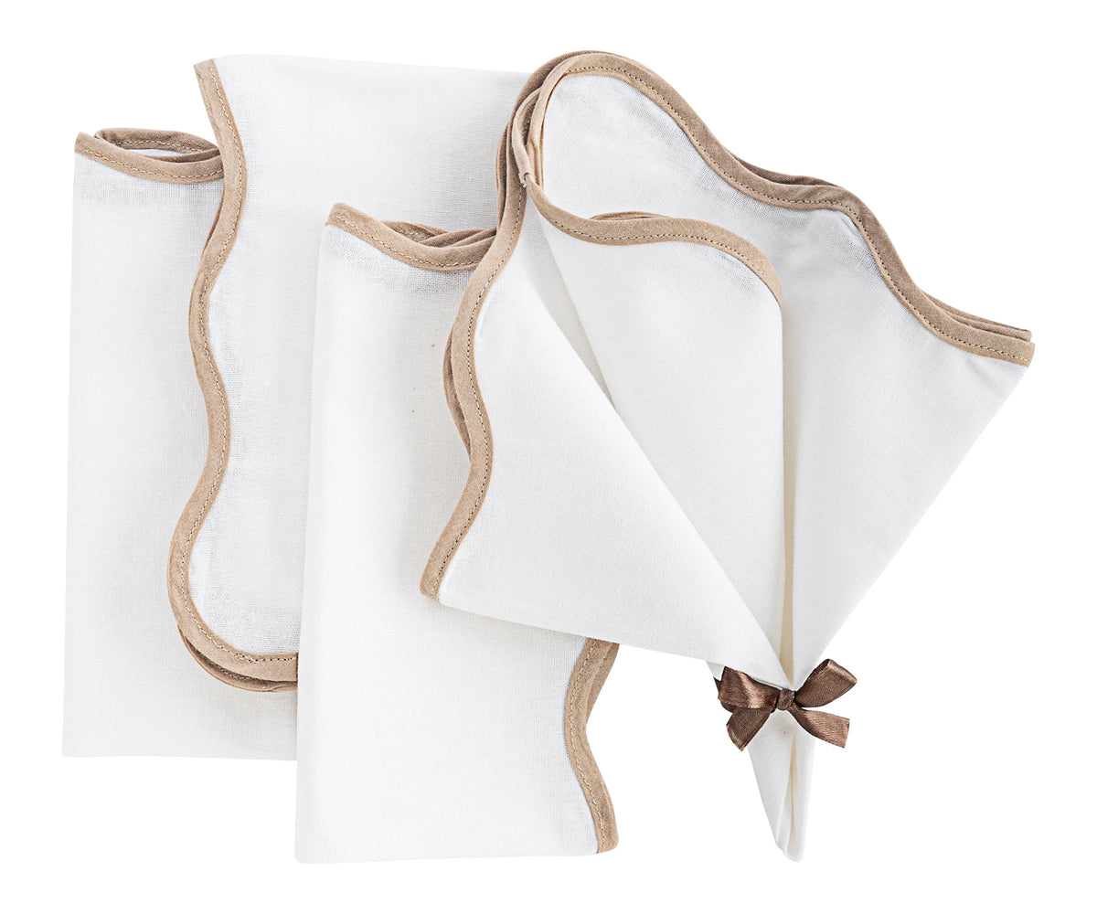 Beige Scallop Napkins - Embroidered Napkins