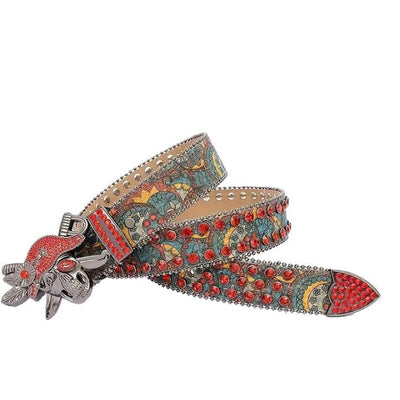 Pirate Skull Rhinestone Belt with Diamond Embellishments – BRS-155