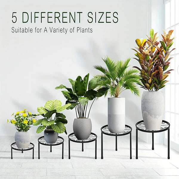 Plant Stands - Rustproof Black Metal 5pcs