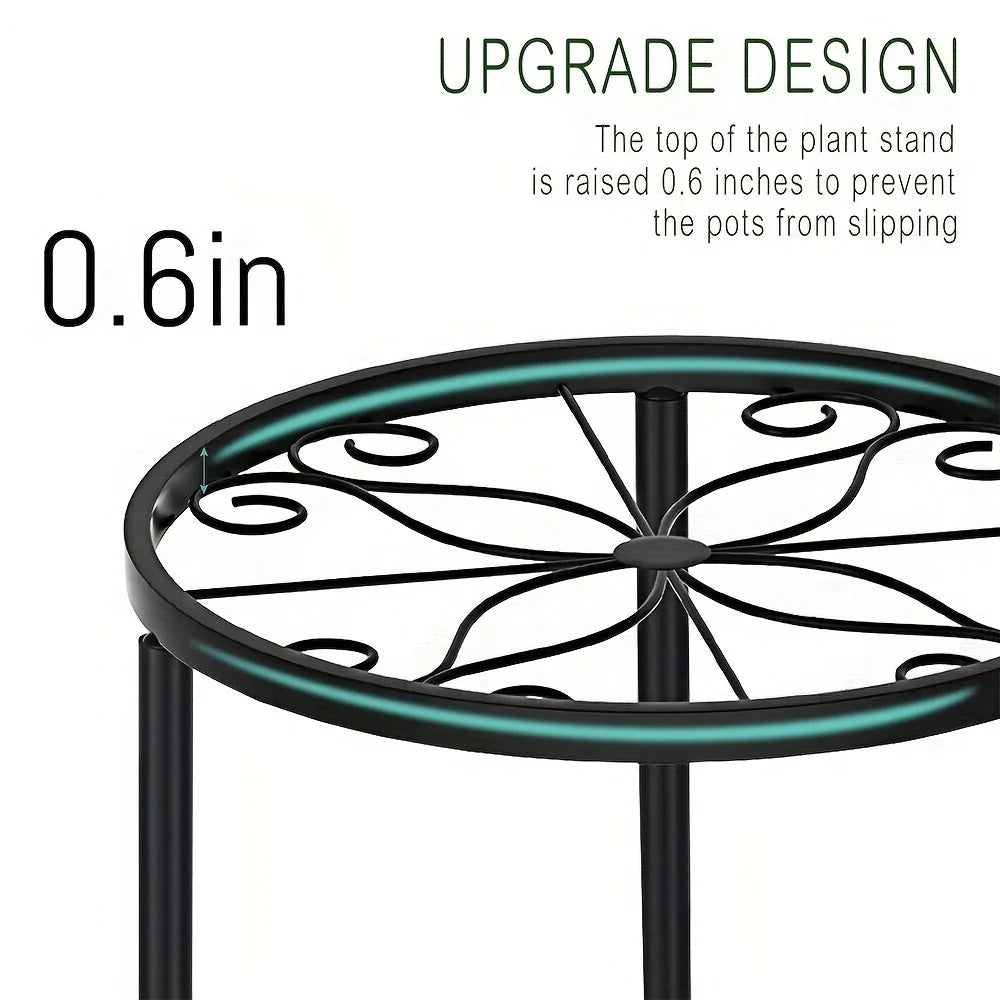 Plant Stands - Rustproof Black Metal 5pcs