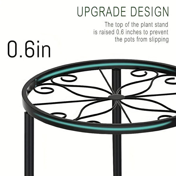 Plant Stands - Rustproof Black Metal 5pcs