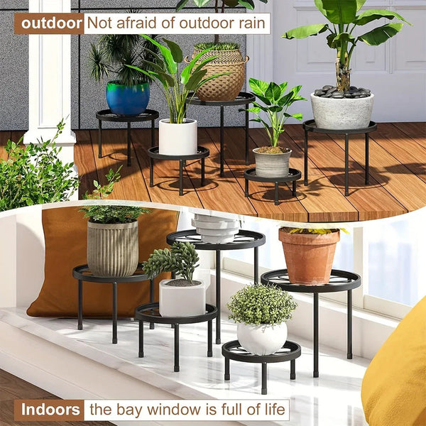 Plant Stands - Rustproof Black Metal 5pcs