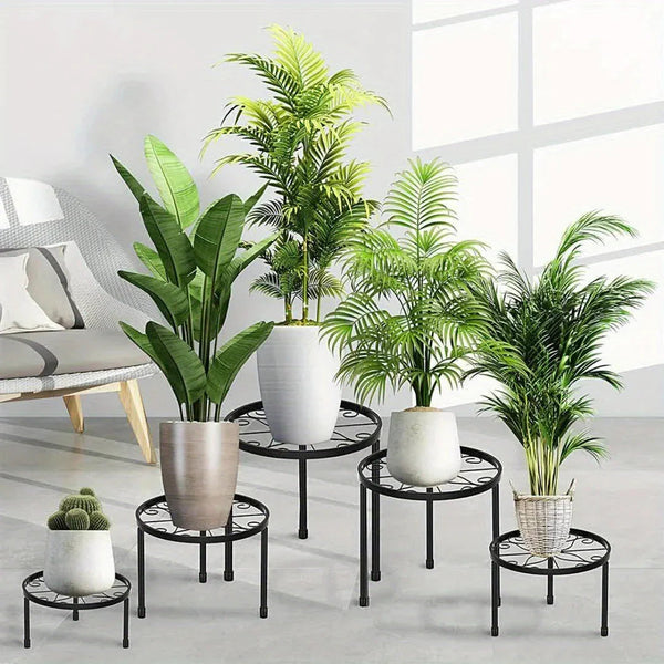 Plant Stands - Rustproof Black Metal 5pcs