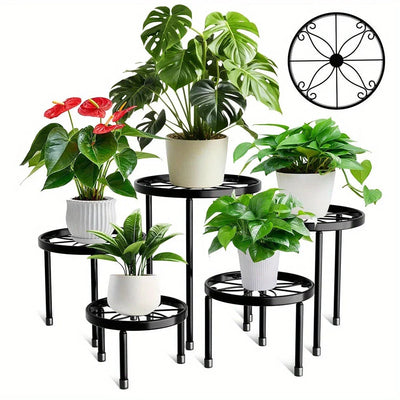 Plant Stands - Rustproof Black Metal 5pcs