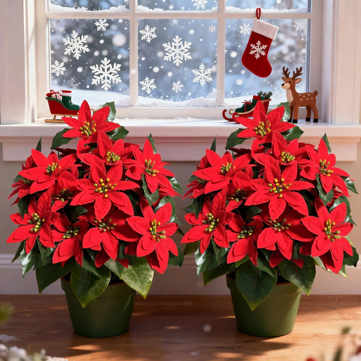Plastic Artificial Flower Wreath - 24 Norfolk Faux Flowers for Christmas Decor