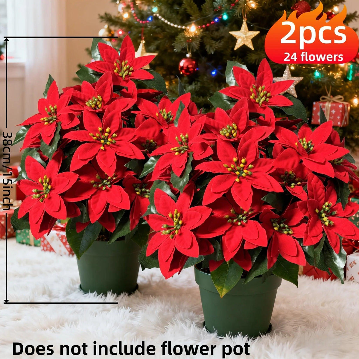 Plastic Artificial Flower Wreath - 24 Norfolk Faux Flowers for Christmas Decor