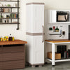 Plastic Kitchen Pantry with 4 Adjustable Shelves and Single Door for Living Room and Kitchen-Beige