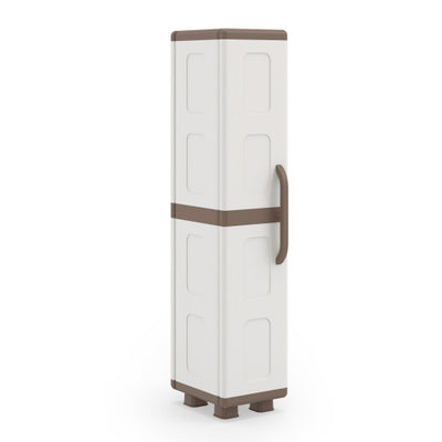 Plastic Kitchen Pantry with 4 Adjustable Shelves and Single Door for Living Room and Kitchen-Beige