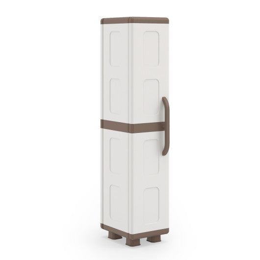 Plastic Kitchen Pantry with 4 Adjustable Shelves and Single Door for Living Room and Kitchen-Beige