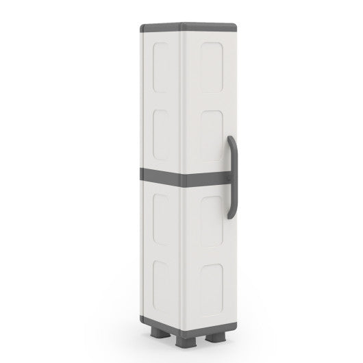 Plastic Kitchen Pantry with 4 Adjustable Shelves and Single Door for Living Room and Kitchen-Gray