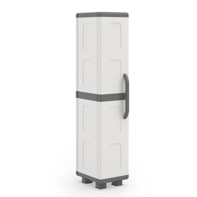 Plastic Kitchen Pantry with 4 Adjustable Shelves and Single Door for Living Room and Kitchen-Gray