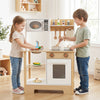 Play Kitchen Wooden Toy Kitchen Playset with Chalkboard Birthday Gift for Kids Aged 3 +-White
