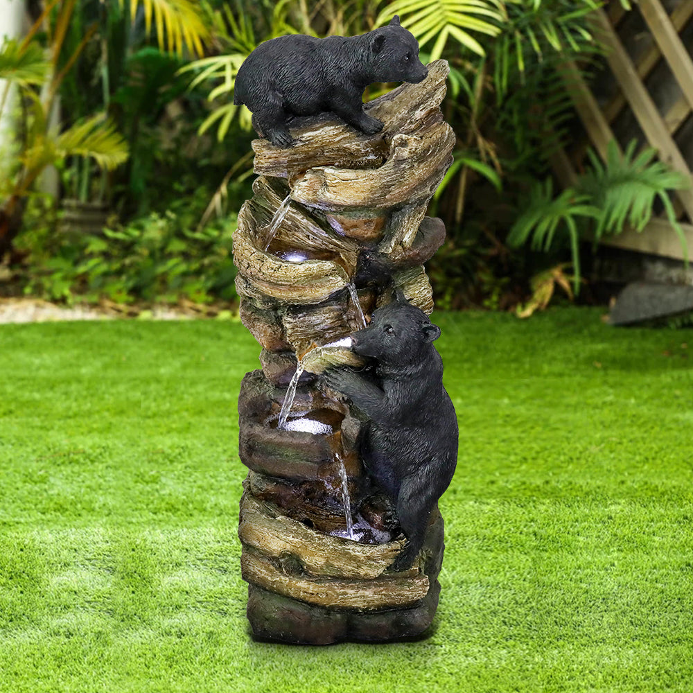 Resin Two Bear Cub Animal Outdoor Water Fountain 39 in