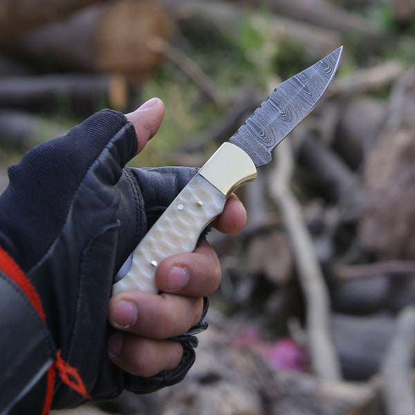 Phoenix Pocket Knife with Forged Bone Handle