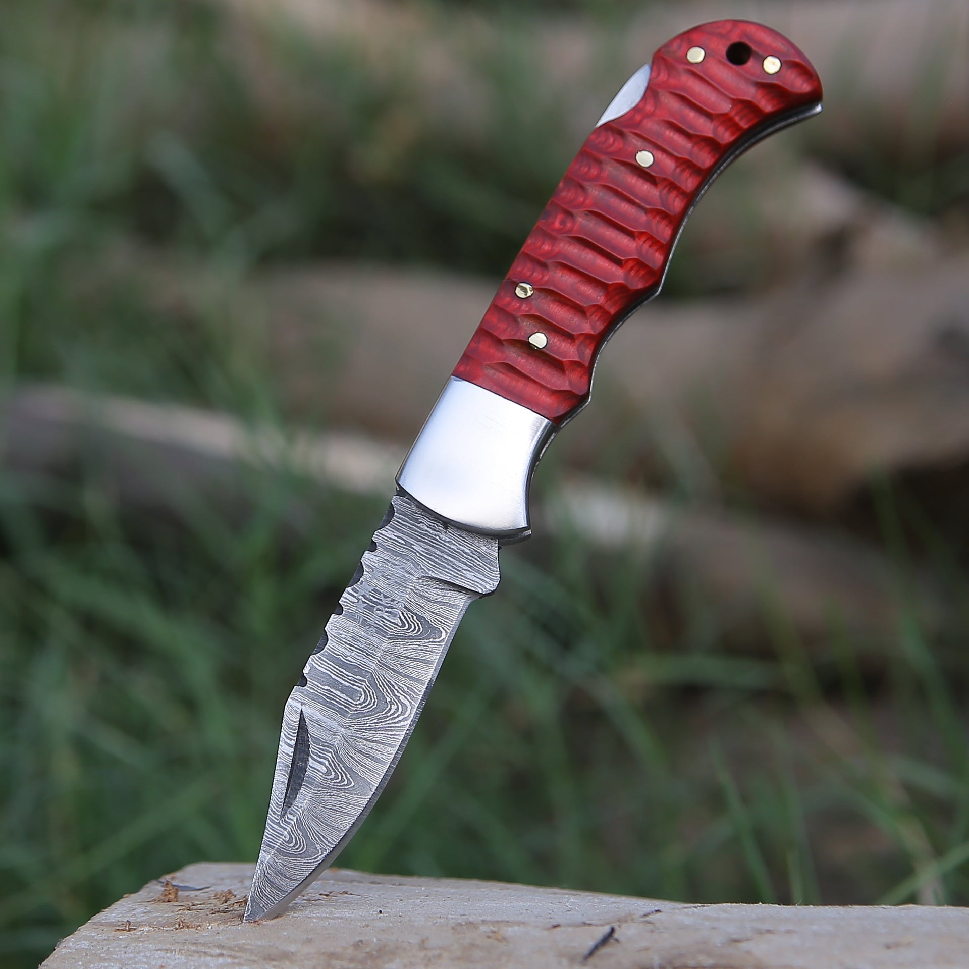 Rogue Pocket Knife with Forged Pakka Wood Handle
