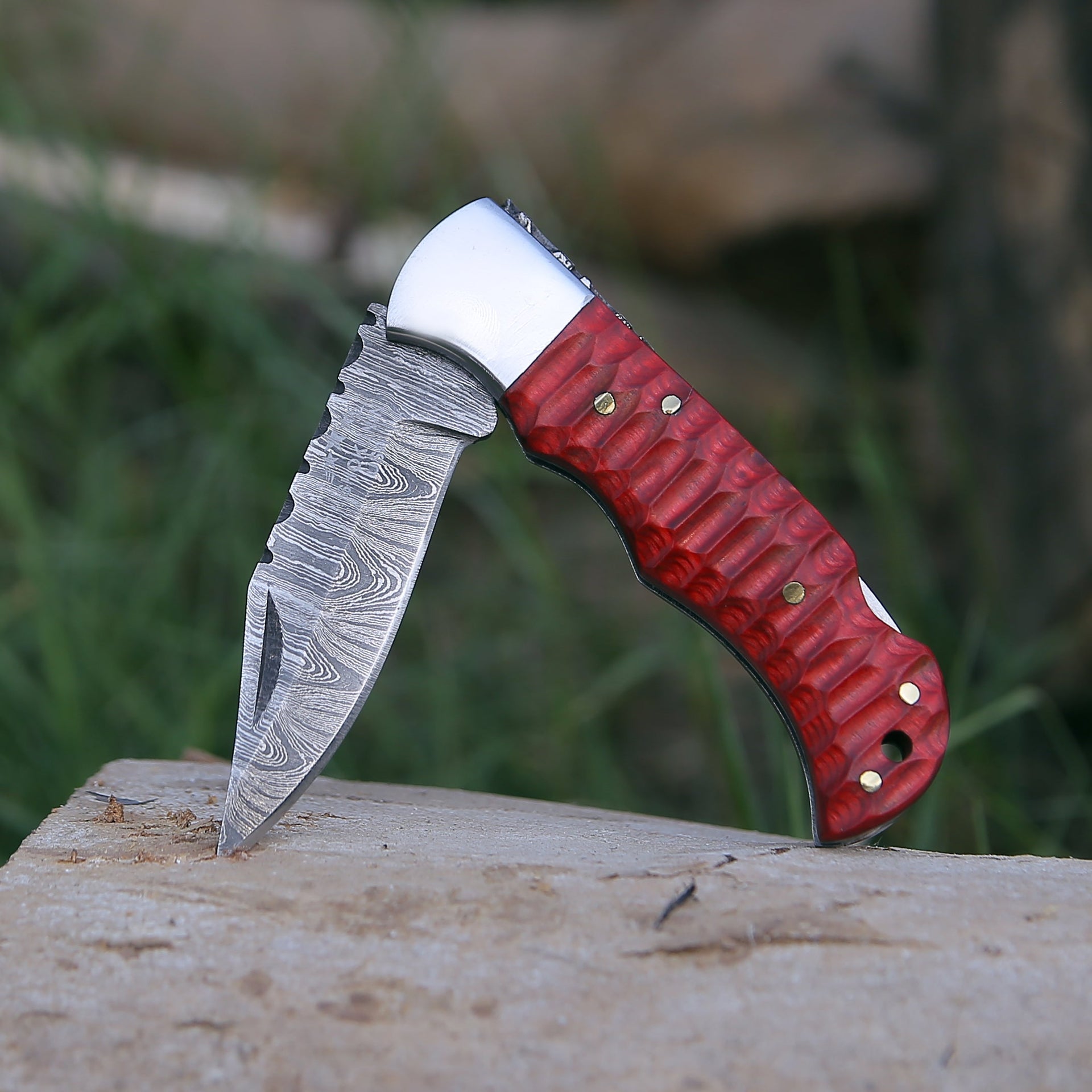 Rogue Pocket Knife with Forged Pakka Wood Handle