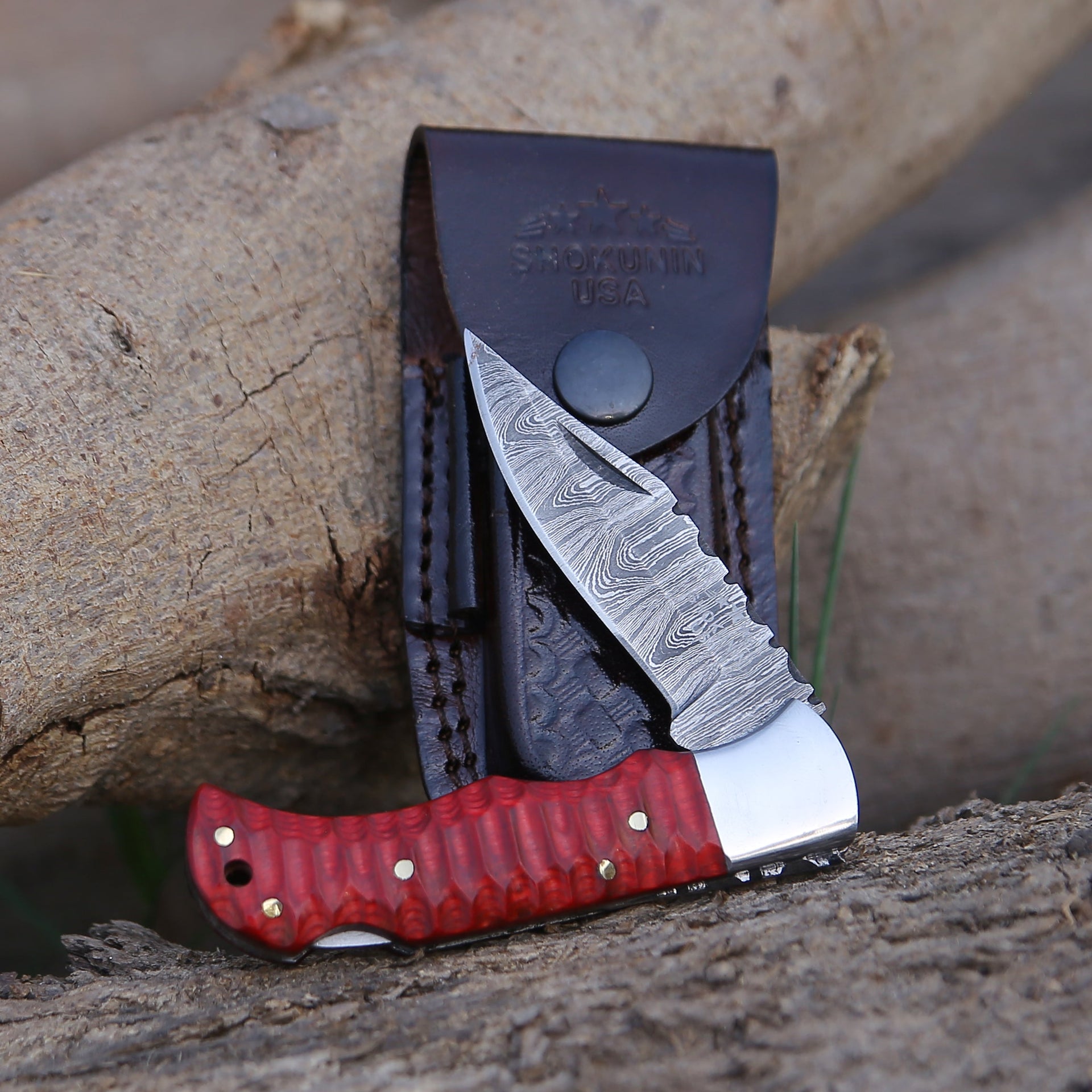 Rogue Pocket Knife with Forged Pakka Wood Handle