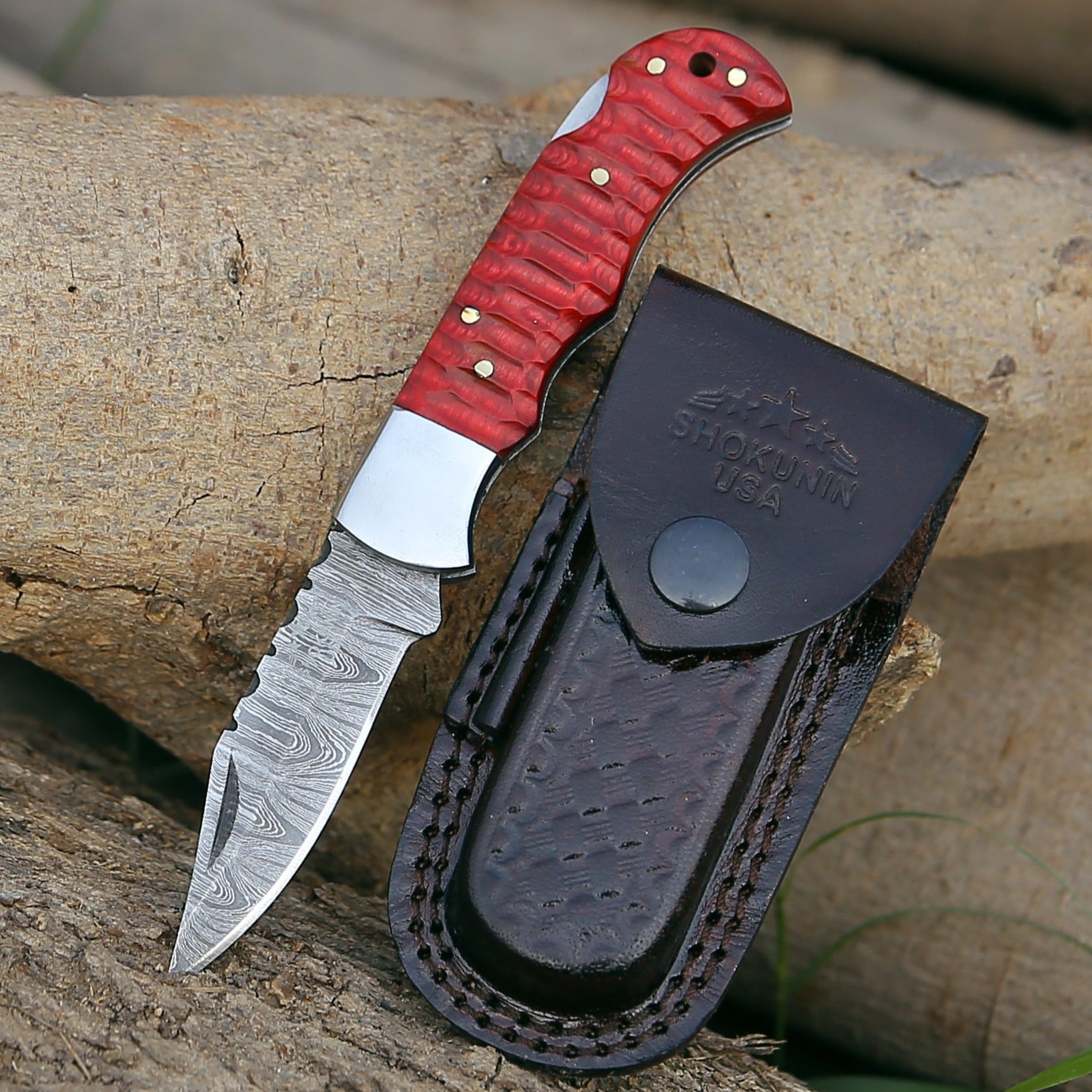 Rogue Pocket Knife with Forged Pakka Wood Handle