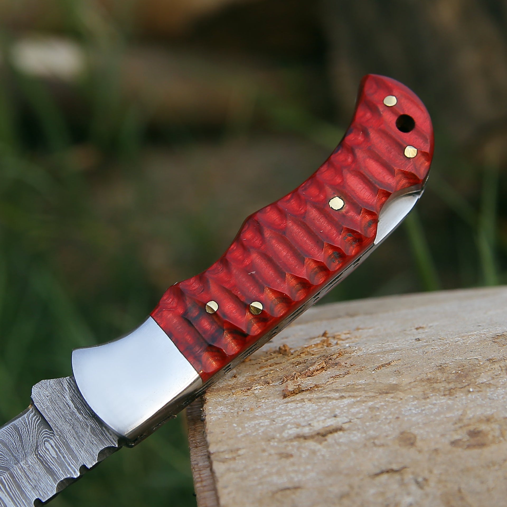 Rogue Pocket Knife with Forged Pakka Wood Handle
