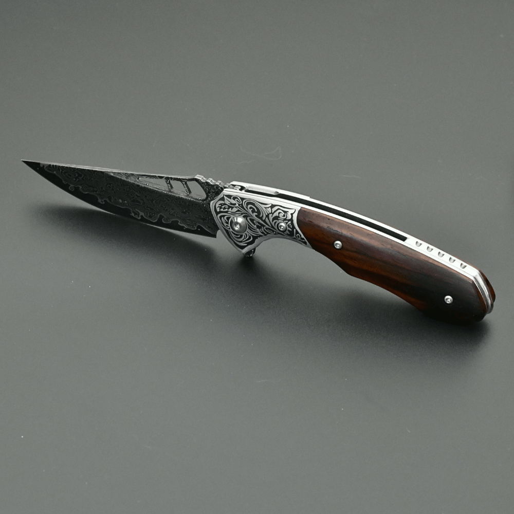 Artemis Japanese VG10 Damascus Pocket Knife with Clip & Exotic Red Sandal Wood Handle