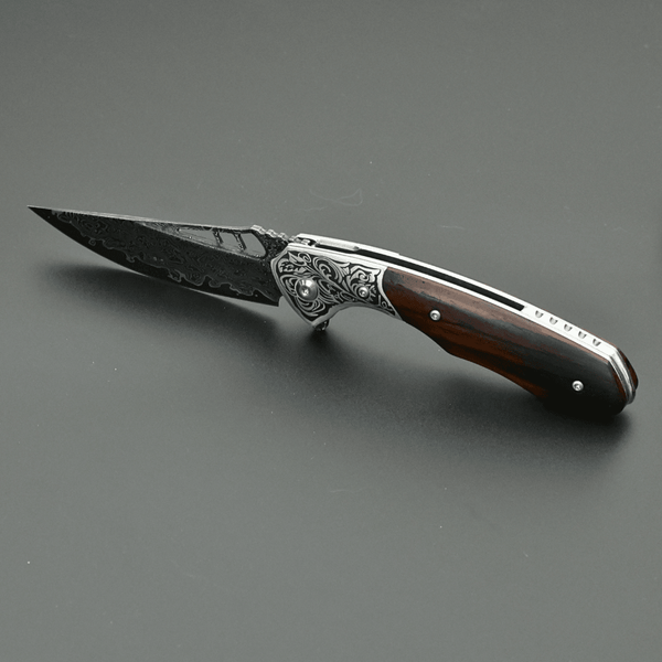 Artemis Japanese VG10 Damascus Pocket Knife with Clip & Exotic Red Sandal Wood Handle