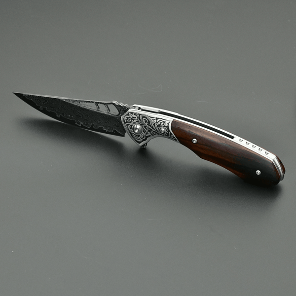 Artemis Japanese VG10 Damascus Pocket Knife with Clip & Exotic Red Sandal Wood Handle