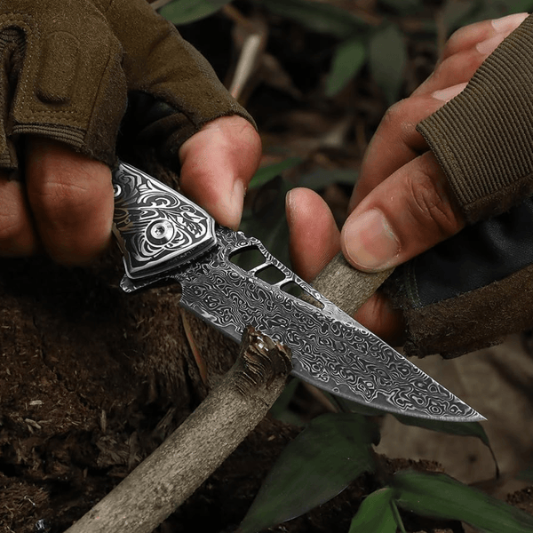 Artemis Japanese VG10 Damascus Pocket Knife with Clip & Exotic Red Sandal Wood Handle