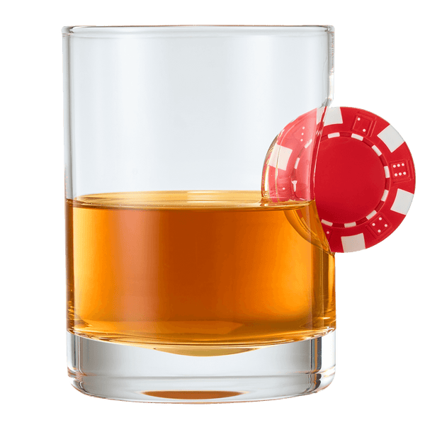 Poker Chip Whiskey & Wine Glasses | SINGLE | Up The Ante Stuck In The Glass Poker Chip Cocktail Glassware, Gambler Gift, Artisanal Crystal Glassware - Gift Idea for Him, Summer, Housewarming (20 OZ)