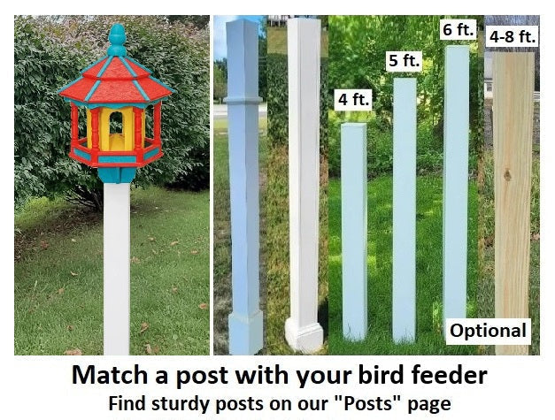 Amish Handmade Gazebo Bird Feeder – Weather-Resistant Poly Lumber Feeder with Wide Feeding Opening for Outdoor Birds