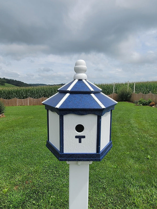 Amish Poly Gazebo Birdhouse with 3 Nesting Holes – Durable Outdoor Bird House (Post Not Included)