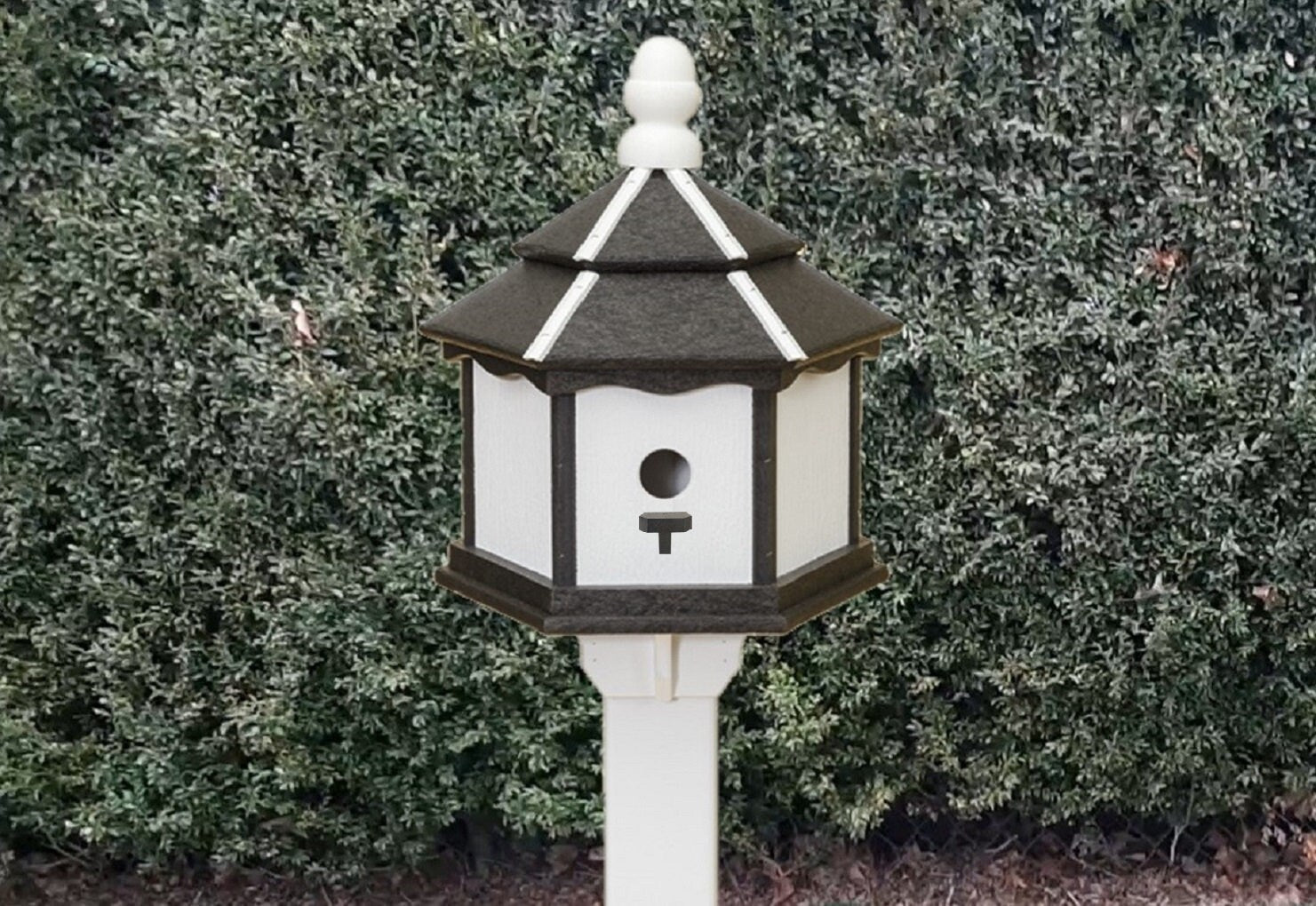 Amish Poly Gazebo Birdhouse with 3 Nesting Holes – Durable Outdoor Bird House (Post Not Included)