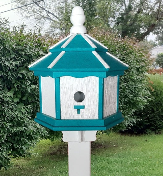 Amish Poly Gazebo Birdhouse with 3 Nesting Holes – Durable Outdoor Bird House (Post Not Included)